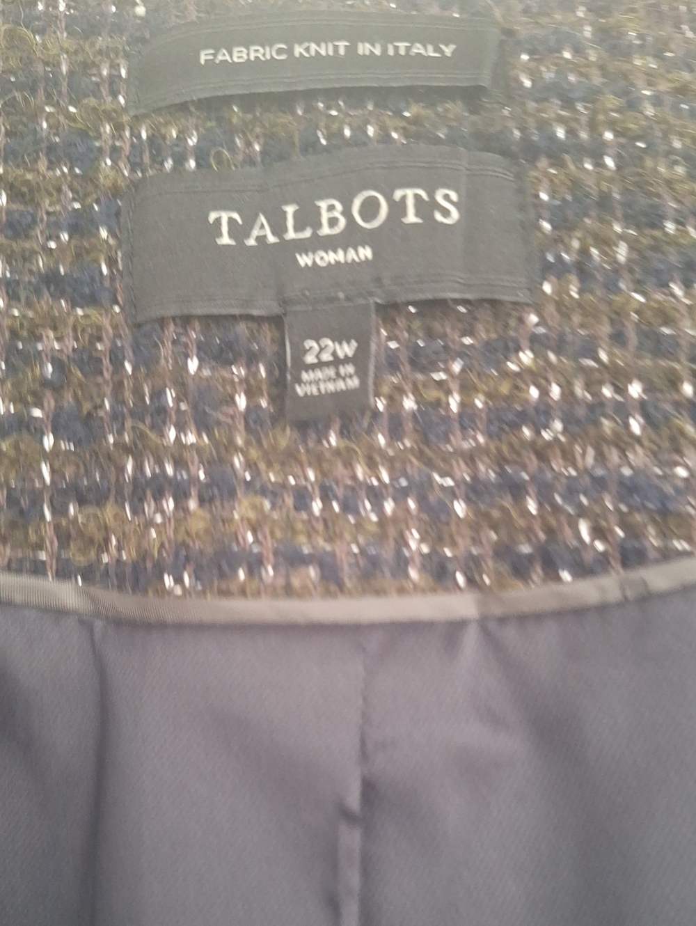 Talbots Navy Tweed Open-Front Jacket - Picture 3 of 6